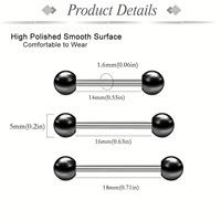36 Pièces Piercings en Acier Chirurgical pour Lèvres et Langues, avec Boules Acryliques Lumineuses Foncées, Bijoux Corporels pour Femmes et Hommes