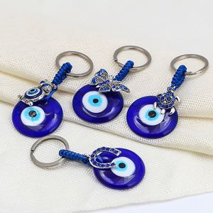 Turkish Blue Eye Keychain Charms Pendants Crafting Amulet for Good Luck Glass Metal Key Chains for <b>Hanging</b> Ornament - Product Image 1