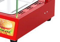 Réchauffeur de nourriture d'affichage incurvé électrique commercial vitrine acier inoxydable verre nourriture chaude pain poulet Pizza Snack équipement
