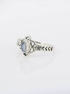 Arco Iris piedra lunar floral gracia impresionante ovalado Arco Iris piedra lunar floral detalle alrededor de precio al por mayor - Product Image 2