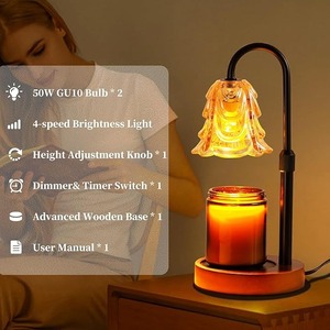 Lampe chauffe-<span class=keywords><strong>bougie</strong></span> avec minuterie et variateur d'intensité, hauteur réglable, décoration d'intérieur pour salon, chambre, bureau, cadeau vintage pour femmes, maman - Product Image 6