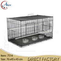 Grande Cage à Oiseaux Classique Pliable et Respirante avec Cadre en Fer, Motif Uni, Emballage en Boîte, Diviseur, 4 Mangeoires, Perchoirs, Plateau en Plastique