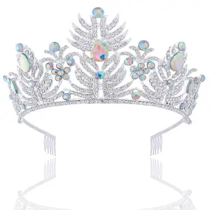 Hpbaroque barok kristal prenses düğün Tiara taç alaşım gelin şapkalar Accessoire Rhinestone Coronas decorametal Metal Diadem