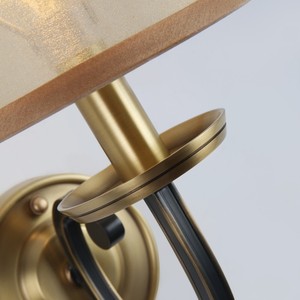 Minimalist American Bedside <b>Wall</b> <b>Sconce</b>, Handcrafted Brass with Warm Fabric Shade, <b>Wall</b> Lamp for Bedroom Hallway - Product Image 5
