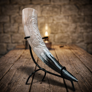 Corne à boire en corne de buffle sculptée sur mesure, DIY, moderne, écologique, forme naturelle, support décoratif, décoration d'intérieur, pour hydromel et bière - Product Image 1