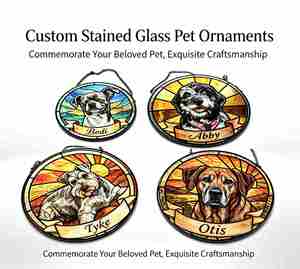 Recuerdo de Fiesta Personalizado con Retrato en Vidrio Estampado, Atrapasueños 3D en Relieve, No Acrílico, para Colgar en Ventanas, Regalo Conmemorativo para Amantes de Mascotas - Product Image 3