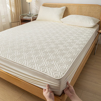 Couvre-lit en polyester imperméable de couleur unie protège-matelas matelassé épais drap-housse et taie d'oreiller pour literie