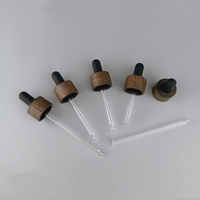 Pipette compte-gouttes en verre 20/410 avec cercle en bambou naturel 18MM Bouchons compte-gouttes noirs à visser en bambou pour flacons d'huiles essentielles