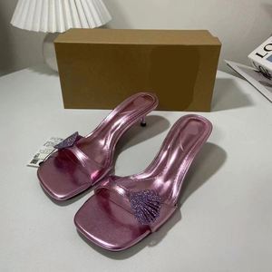 Vendita calda <span class=keywords><strong>scarpe</strong></span> da donna <span class=keywords><strong>viola</strong></span> testa quadrata pump da ufficio tacchi aperti a punta di diamante fiori pantofole con <span class=keywords><strong>tacco</strong></span> alto - Product Image 3