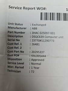 โมดูลคอมพิวเตอร์หลัก DSQC6393HAC02509700116 DSQC639 3HAC025097-001/16 สำหรับระบบควบคุมหุ่นยนต์ - Product Image 2