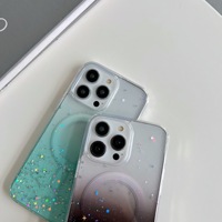 Étui de téléphone magnétique en TPU antichoc et étanche avec paillettes dégradées de luxe et motif étoile pour 17 Air 16 Pro Max Plus