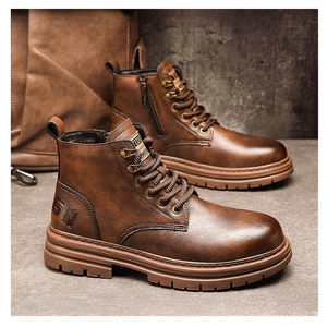 Nouvelle tendance mode 2026 : Bottes de moto pour hommes, qualité supérieure, marron, semelle épaisse, bottes courtes, prix bas, vente en gros de chaussures pour étudiants - Product Image 1