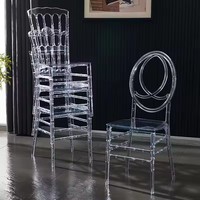 Chaises de banquet empilables en plastique transparent, durables, démontables, pour hôtels, salons, mariages, fêtes, portables et écologiques, vente en gros