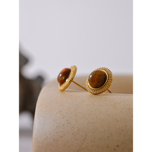 JINYOU 2881 exquisita piedra Natural de acero inoxidable redondo pequeños pendientes de tuerca impermeable de moda de alta calidad joyería diaria Bijou - Product Image 6