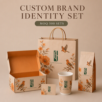 Kit d'emballage de café en PE recyclable avec valve, illustration vintage personnalisée, coffret cadeau de marque, pochettes personnalisées, sac à fond plat