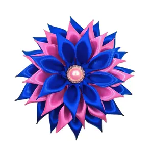 5.5 inch Blue and Pink Zeta Phi Beta Petal Flower Brooch with Magnet Back