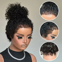 Perruque Lace Front HD Transparente Sans Colle, Densité 180, Douce, 26 Pouces, Cheveux Humains Noirs Naturels Bouclés Crépus, avec Baby Hair, pour Femmes