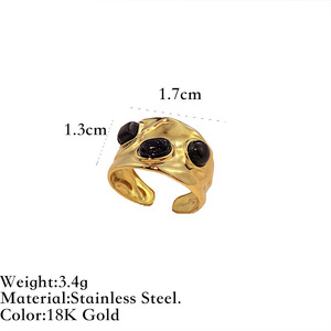 Anillo Abierto Ajustable de Acero Inoxidable Antideslustre Estilo Vintage Francés con Turquesa, Joyería de Moda para Mujeres y Hombres - Product Image 5
