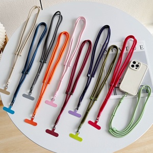 Adjustable 7mm Nylon Fashion Mobil Phone Lanyard Universal Crossbody Neck and Wrist Metal Buckle Cell Phone Strap with Patch