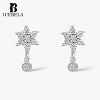 ICEBELA grosir perhiasan halus kustom trendi mewah 925 perak murni zirkon bunga Drop anting Stud untuk anak perempuan