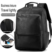 Sac à dos d'affaires pour hommes, sac d'ordinateur de grande capacité en cuir PU pour l'extérieur, sac à dos de voyage léger