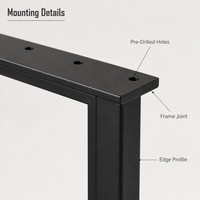 Socle de table rectangulaire noir en métal pour table à manger