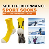 Chaussettes de sport antidérapantes avec logo personnalisé, mi-mollet, compression, respirantes, en maille, pour la course à pied, la randonnée, le football