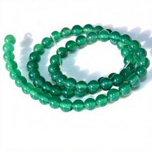 Perles en onyx vert naturel, brin de perles rondes de 6 mm, pierres précieuses pour la fabrication de bijoux DIY - Product Image 1
