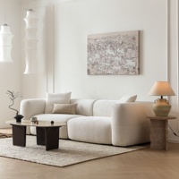 Juego de Sofás Modulares Zayshine de Estilo Francés Retro de Lujo en Color Crema Blanco Chenille para Sala de Estar, Sofá de 2 y 3 Plazas para Villa o Apartamento