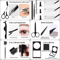 Kit de Maquillage Beauté : Outils de Façonnage des Sourcils avec Recourbe-Cils, Rasoir à Sourcils, Ciseaux, Crayon, Pince à Cils à Pointe Fine pour Femmes