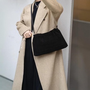 Ruché coréen kaki café concepteur aisselles sac à bandoulière 2 sangles véritable mat daim vache cuir femmes sac à main 2025 Chamois fourre-tout - Product Image 3