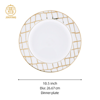 Services de Table en Porcelaine Blanche avec Bord Doré pour Hôtels Royaux, Restaurants, Mariages et Fêtes