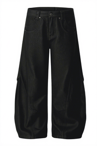 Pantalon en jean personnalisé avec logo, denim brut vintage noir, coupe ample, jean pour homme, mode streetwear, jean ample à jambes larges pour homme - Product Image 2