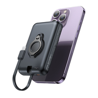 Chargeur portable 10000mAh avec câble intégré, batterie externe de voyage 20W à charge rapide, pack de batterie USB C pour téléphone portable avec support