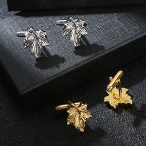 Nhà Máy Trực Tiếp Bán Buôn Chất Lượng Cao <span class=keywords><strong>S</strong></span>ẵn <span class=keywords><strong>S</strong></span>àng Để Tàu Vàng Maple Leaf Khắc Khuy Măng <span class=keywords><strong>S</strong></span>ét Bạc Người Đàn Ông <span class=keywords><strong>S</strong></span> Thời Trang Cuff Liên kết - Product Image 3