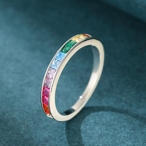 T0296 <b>Eternity</b> Band <b>Ring</b> <b>Cubic</b> <b>Zirconia</b> Princess Cut Channel Setting Lab Created Unisex Fashion <b>Ring</b> Gift - Product Image 1