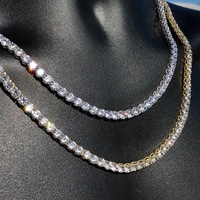 Prix le moins cher Hip Hop 925 Sterling Silver 3mm 4mm 5mm Collier Moissanite Diamant Collier Moissanite Tennis Chaîne