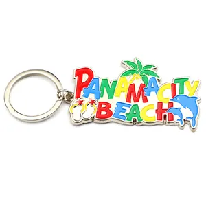 מותאם אישית צבעוני אמייל לוגו פנמה תיירות חוף מזכרות מתכת מכתב Keychain