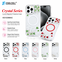 Coque de téléphone KINGSOUL magnétique sans fil en TPU+PC+verre avec strass scintillants et pierres précieuses à clipser pour iPhone 14/15/16/17 Pro Max