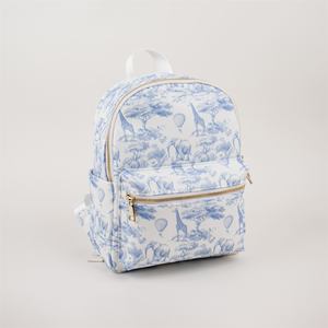 Zaino per Bambini Personalizzato con Ricamo Rosa Blu Safari Chinoiserie Toile De Jouy, Piccolo Zaino in Nylon per Bambini - Product Image 2