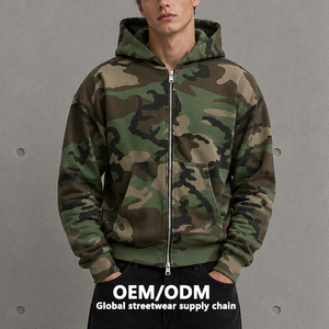 เสื้อแจ็คเก็ตซิปทรงบ็อกซี่สไตล์วินเทจ สตรีทแวร์ ทรงครอป หนานุ่ม โอเวอร์ไซส์ ผลิตโดยผู้ผลิตเสื้อผ้าพร้อมบริการพิมพ์ลายทั่วตัว ลายพราง เสื้อฮู้ดซิป - Product Image 1