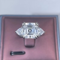 Bague Mlluki Moissanite en argent sterling 925, taille Asscher, 5 carats, forme cube de sucre, pour femme, 10x10
