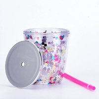 Gobelet à double paroi en plastique avec paillettes, forme d'œuf, réutilisable, avec paille, pour fêtes, qualité alimentaire, pour boissons froides, tasse de voyage, logo personnalisé