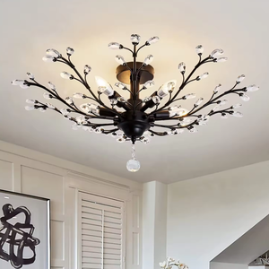 Zèle Éclairage Haute Qualité Vintage Cristal Branches Lustre Noir Cristal Lustre Lumière - Product Image 1