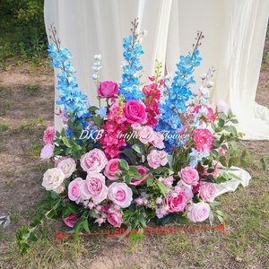 DKB Factory Wholesale Custom Ground Flower Runner Silk Flower Roses Aisle Flower Row For Hotel Wedding Corridor Decor - Product Image 3