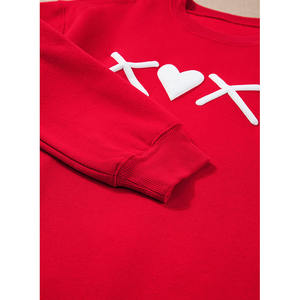 Sweat-shirt pour femme Dear-Lover, vente en gros, décontracté, col rond, imprimé <span class=keywords><strong>XOXO</strong></span>, motif cœur de la Saint-Valentin - Product Image 5