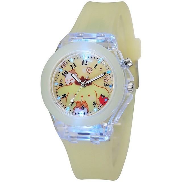 Cute Cartoon Kids Quartz Watch Cinnamon Kuromi Melody Children's WristWatch Silicone Lighting Student Watch for Girls Wholesale