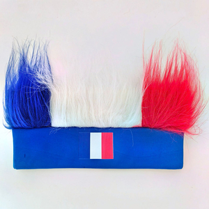 Peluca Deportiva con Diseño de la Bandera de <span class=keywords><strong>Francia</strong></span> en Azul, Blanco y Rojo, para Eventos Deportivos, Fiestas y Aficionados, Hecha de Fibra Química - Product Image 1