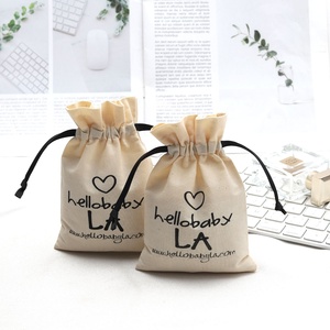 10*15cm Cotton Linen Drawstring Bags Custom Logo Size Environmental Cotton <b>Canvas</b> Fabric Packing Dust Pouch - Product Image 5