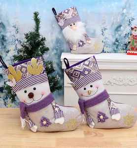 Calcetín Navideño Creativo de Santa Claus Personalizado, Morado, con Peluche, para Colgar en la Chimenea, Bolsas de Regalo - Product Image 3